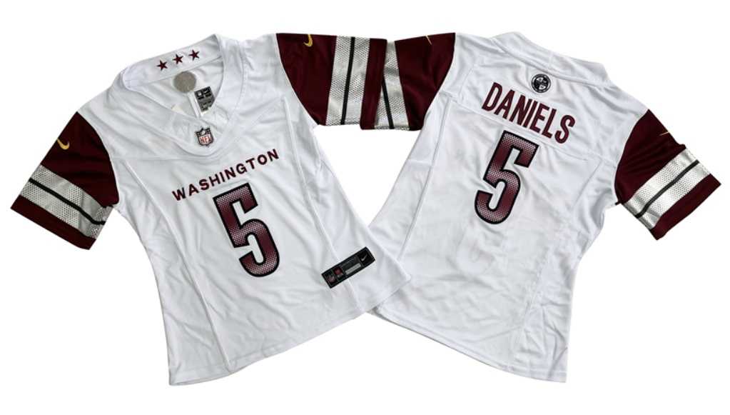 Womens Washington Commanders #5 Jayden Daniels White 2024 F.U.S.E. Draft Stitched Jersey->washington commanders->NFL Jersey
